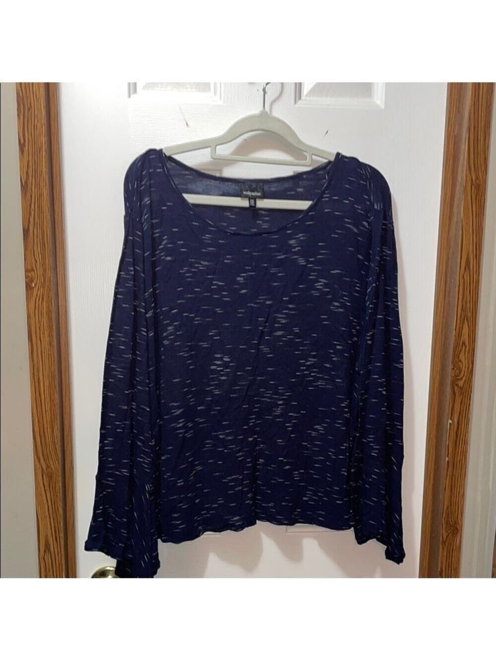 67. Wallpapher Blue Relaxed Blouse with Long Sleeves 2X EUC